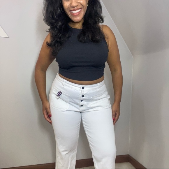 Vintage Tommy Hilfiger jeans mid rise white pants flare leg cropped denim Y2K - Picture 3 of 16